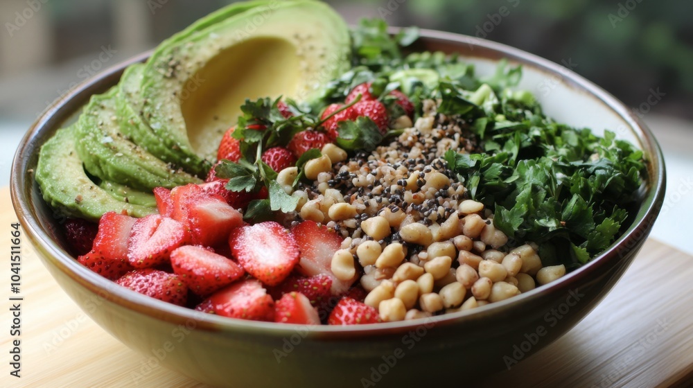 Fresh Salad Bowl with Avocado and Berries Fresh Salad Bowl with Avocado and Berries