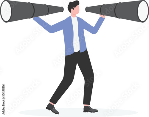 Business vision concept, businessman using telescope to look into the distance Self-discovery ,

