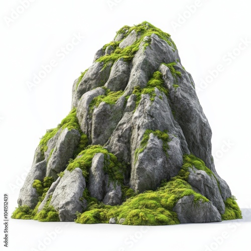 use this image to generate multiple angle of moss mountain front view with no obvious shadow, evenly lit