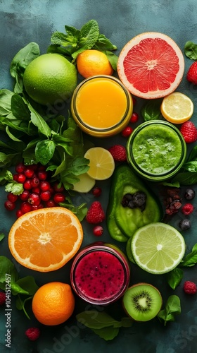 Assorted Fresh Fruit Juices with Citrus and Berries