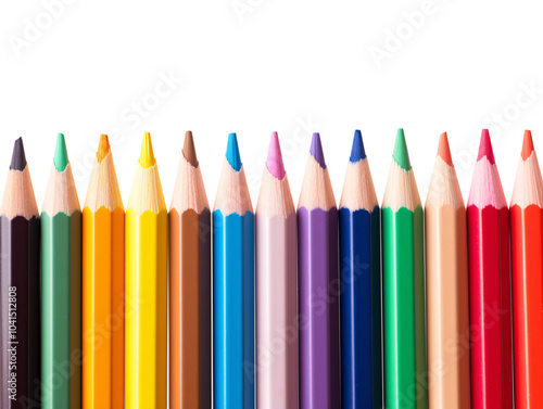 a row of colored pencils