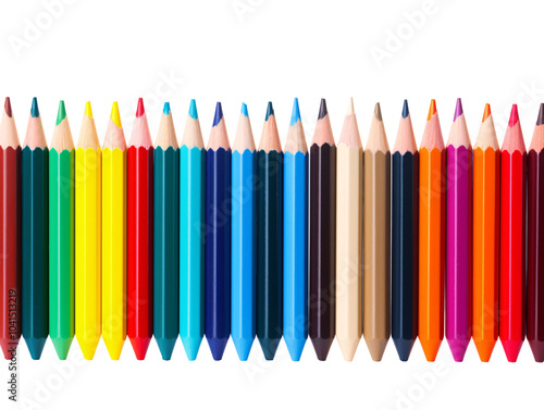 a row of colored pencils