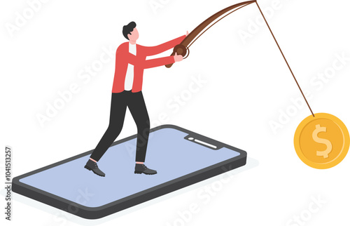 Mobile phone banking scam, fraud link to steal money, phishing bait website or online crime,
