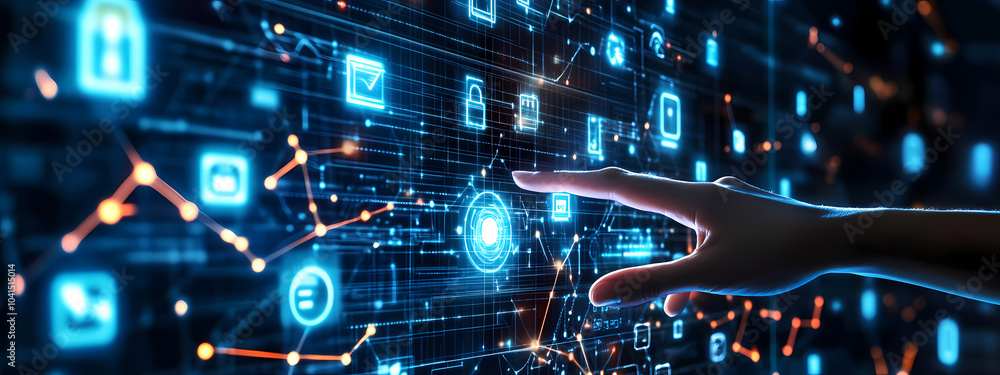 Obraz premium Touching the Digital Network