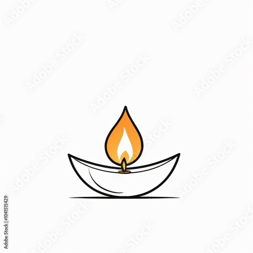 line art of a diwali diya, isolated on white background