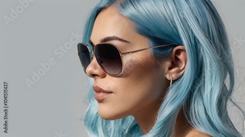 Wallpaper Mural woman wearing sunglasses with light blue hair Torontodigital.ca