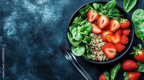 Fresh Spinach and Strawberry Salad in Bowl