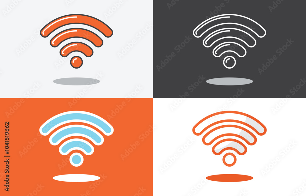 Vector illustration of wifi signal icon with four styles. Suitable for any project, infographic, web icon, etc. Wi-fi signal Vector illustration of wifi signal icon with four styles. Suitable for any project, infographic, web icon, etc. Wi-fi signal