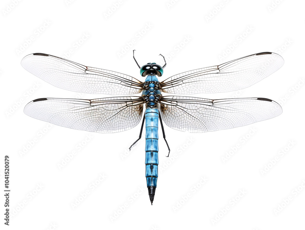 a blue dragonfly with transparent wings a blue dragonfly with transparent wings