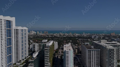 twenty five second 4k drone aerial shot of South Beach facing oceanside and pulling back bayside. photo