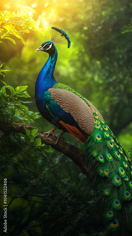 Peacock in Lush Green Forest: A Stunning Display of Nature's Beauty Peacock in Lush Green Forest: A Stunning Display of Nature's Beauty