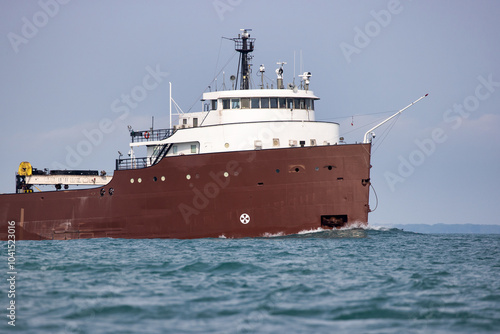 Great Lakes freighter under way