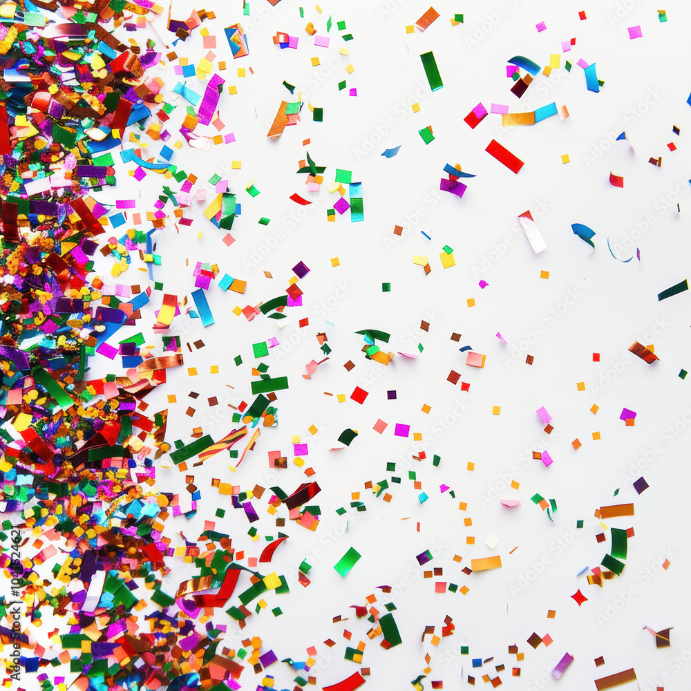 coloured confetti as a white New Year's background. AI generative. coloured confetti as a white New Year's background. AI generative.