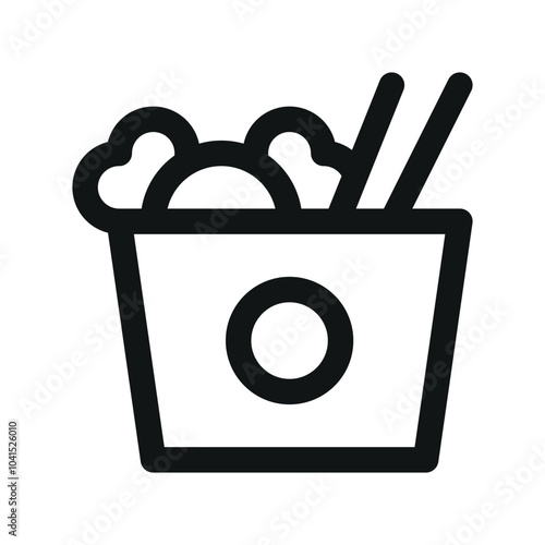 Asian food container UI icon, chinese food paper box minimal line vector symbol