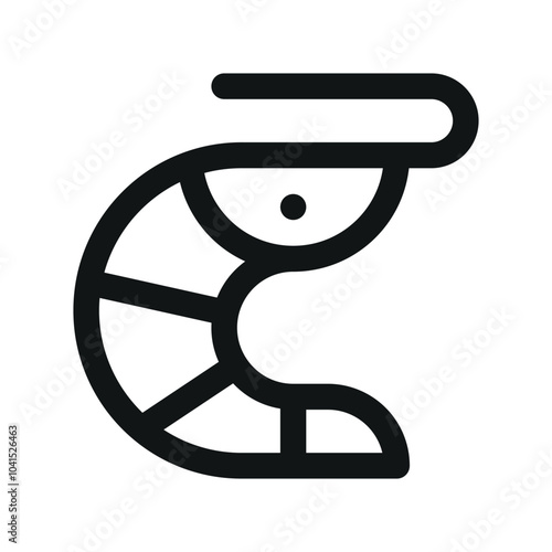 Shrimp UI icon, sea shrimps minimal line vector symbol