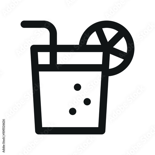 Lemonade glass UI icon, glass of lemonade minimal line vector symbol