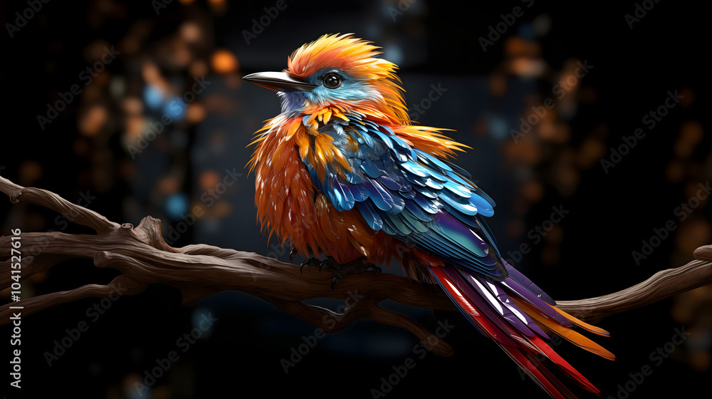 Fototapeta premium A Bright Bird In The Tropical Forest. Illustration On The Theme Of The Animal World, Nature And Ecology. Generative AI