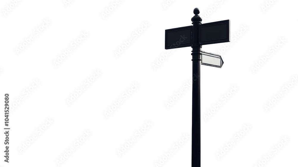 Black pole with blank signposts on an isolated white background - Black pole with blank signposts on an isolated white background -