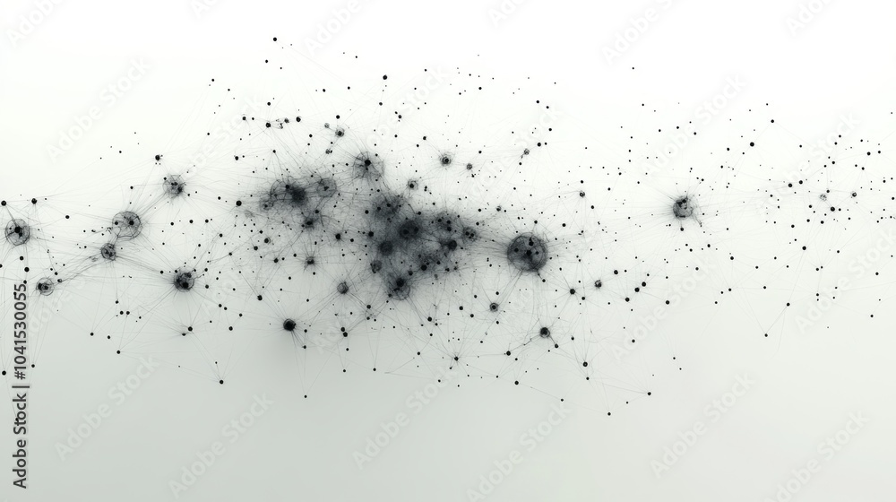 A dynamic pattern of interconnected nodes and lines creates an abstract representation of a network, blending black with a soft white backdrop. A dynamic pattern of interconnected nodes and lines creates an abstract representation of a network, blending black with a soft white backdrop.