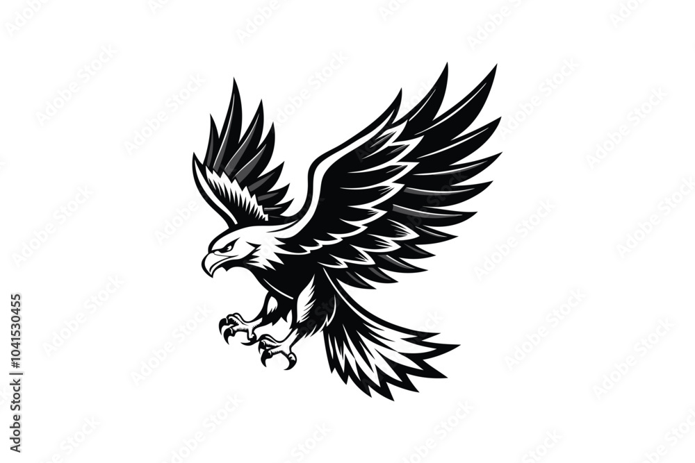 Obraz premium Eagle flying on White Background | Majestic and Powerful Bird Illustration