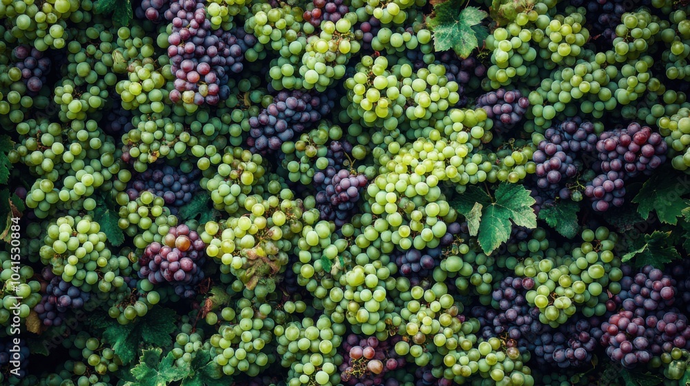 A textured landscape of grapes, both green and purple, with each grape closely packed together to fill the entire frame. A textured landscape of grapes, both green and purple, with each grape closely packed together to fill the entire frame.