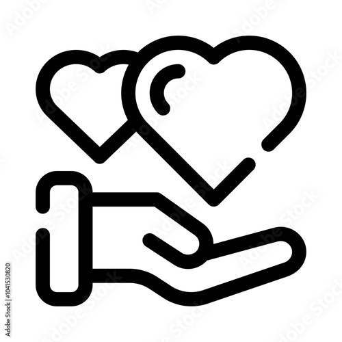 Hands holding a heart line icon