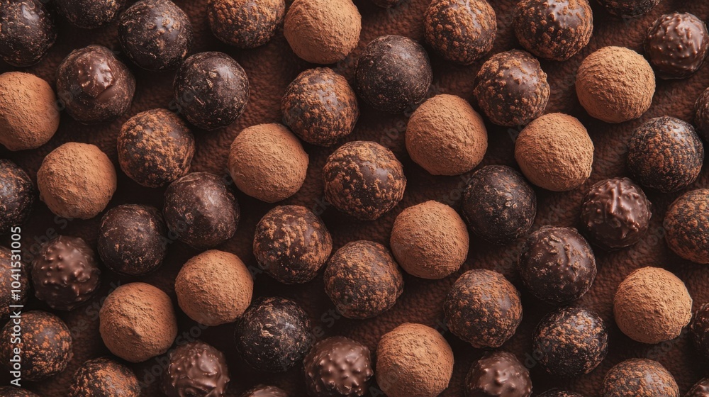 A seamless spread of assorted chocolate truffles dusted with cocoa powder, tightly packed together to fill the entire frame with rich, sweet textures. A seamless spread of assorted chocolate truffles dusted with cocoa powder, tightly packed together to fill the entire frame with rich, sweet textures.