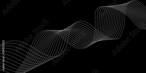 Abstract black background with whit line. Modern template abstract design flowing particles digital frequency track equalizer. abstract wave line for banner, wallpaper background with wave design