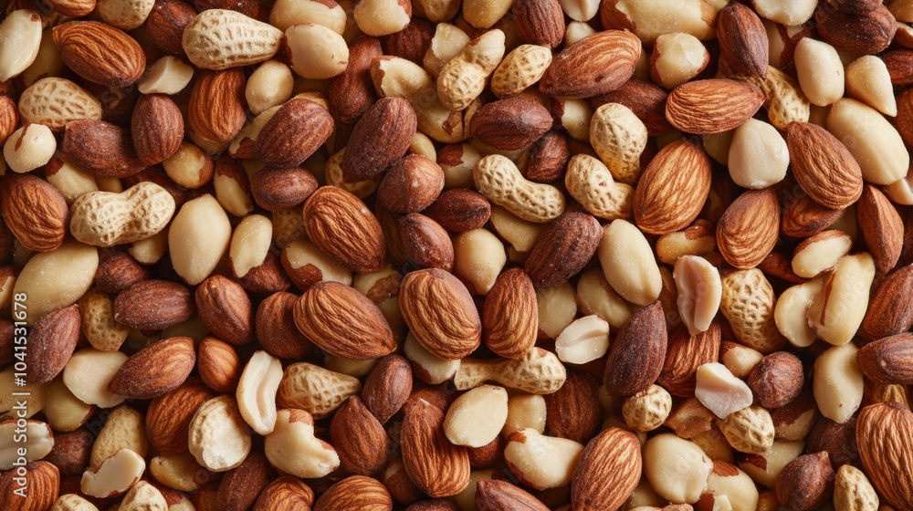 A seamless spread of whole almonds and shelled peanuts, tightly arranged to fill the entire frame with their crunchy, earthy texture. A seamless spread of whole almonds and shelled peanuts, tightly arranged to fill the entire frame with their crunchy, earthy texture.