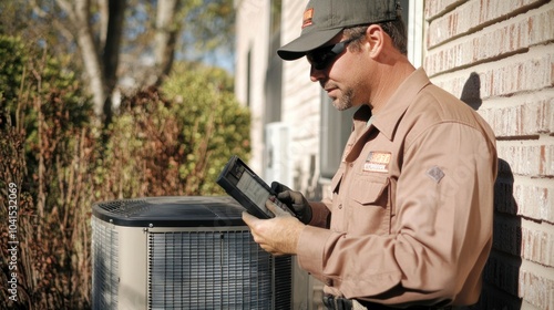HVAC Technician Inspecting AC Unit