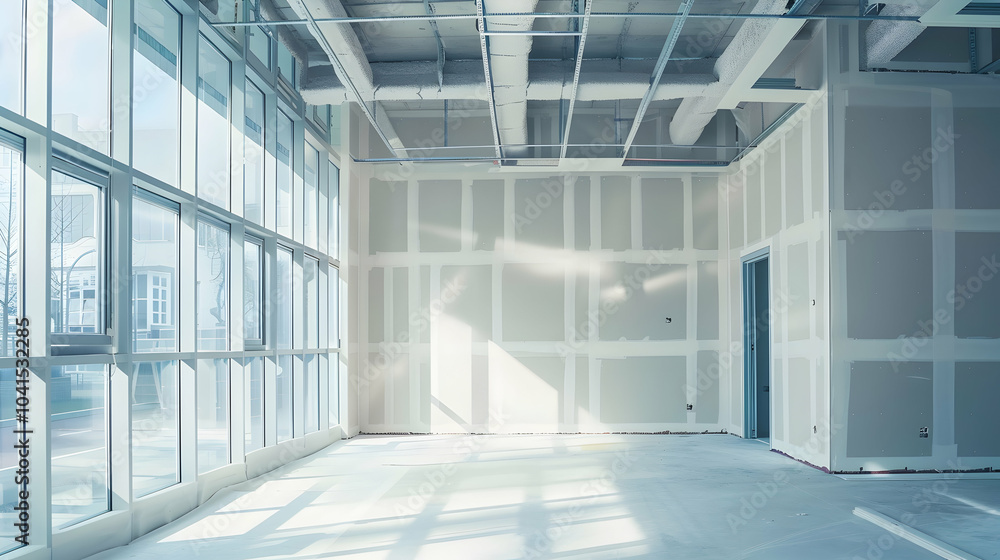 Drywall Wall Construction in Modern Building - Drywall Wall Construction in Modern Building -