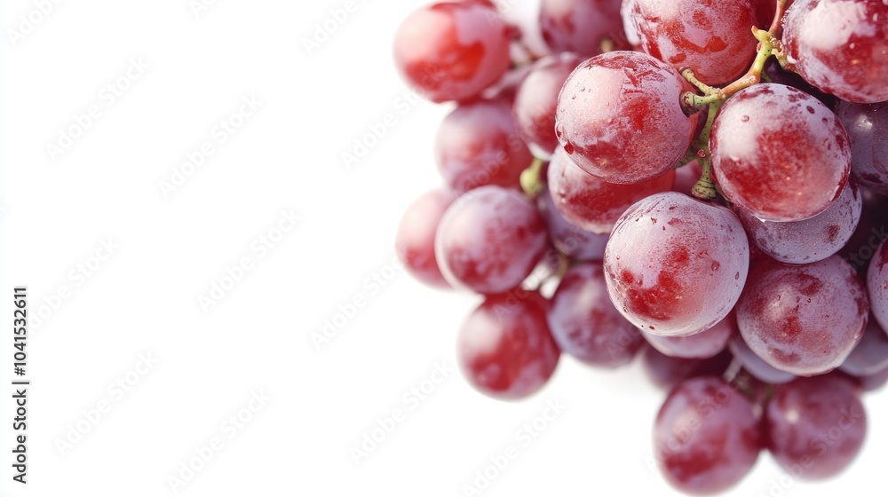 Fototapeta premium Fresh and vibrant red grapes isolated on a white background