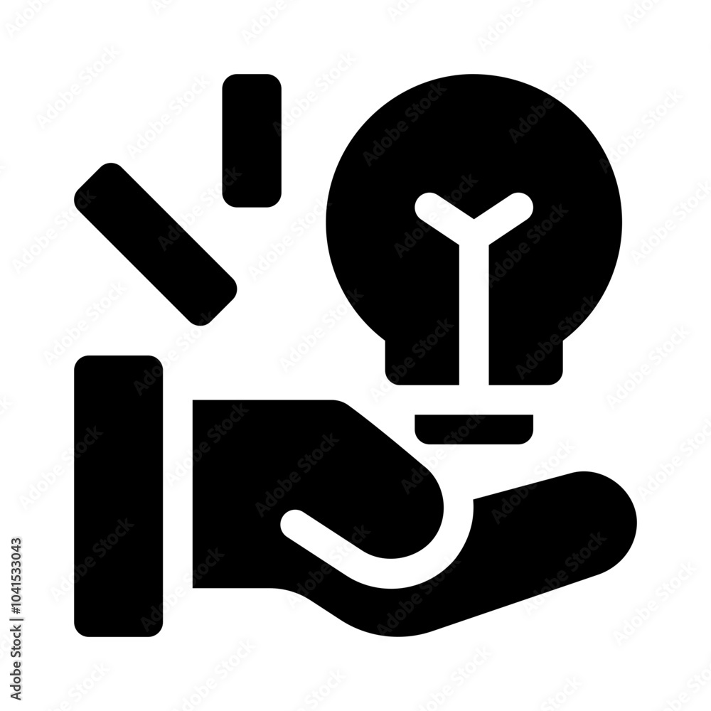 Hands holding a lightbulb glyph icon Hands holding a lightbulb glyph icon