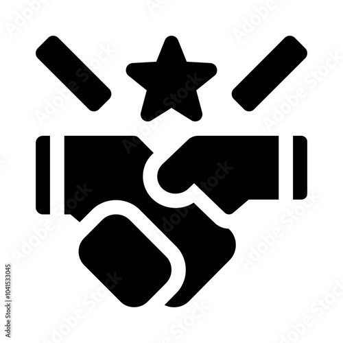 Hands shaking glyph icon