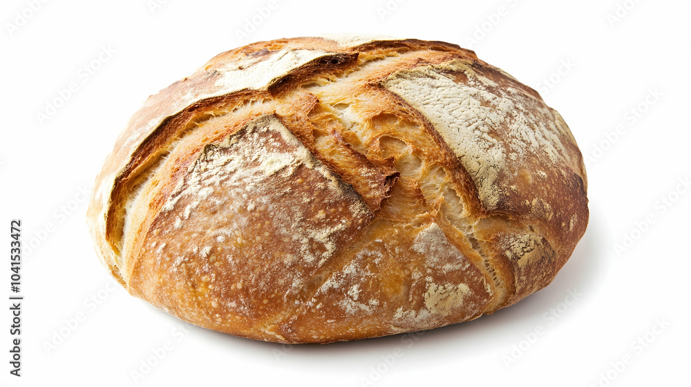 Freshly baked round bread isolated on white background - Freshly baked round bread isolated on white background -