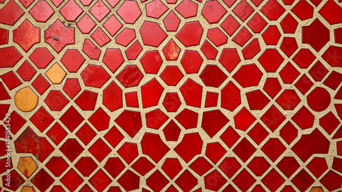 Vibrant Red Geometric Mosaic Tile Pattern