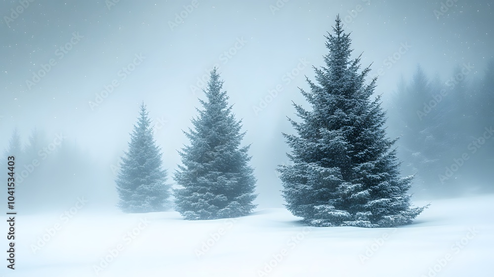A snowy winter forest with tall evergreens in a soft watercolor style, snowflakes floating in the air, creating a calming winter background A snowy winter forest with tall evergreens in a soft watercolor style, snowflakes floating in the air, creating a calming winter background