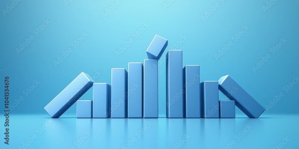 Blue Blocks Forming a Falling Bar Graph Blue Blocks Forming a Falling Bar Graph