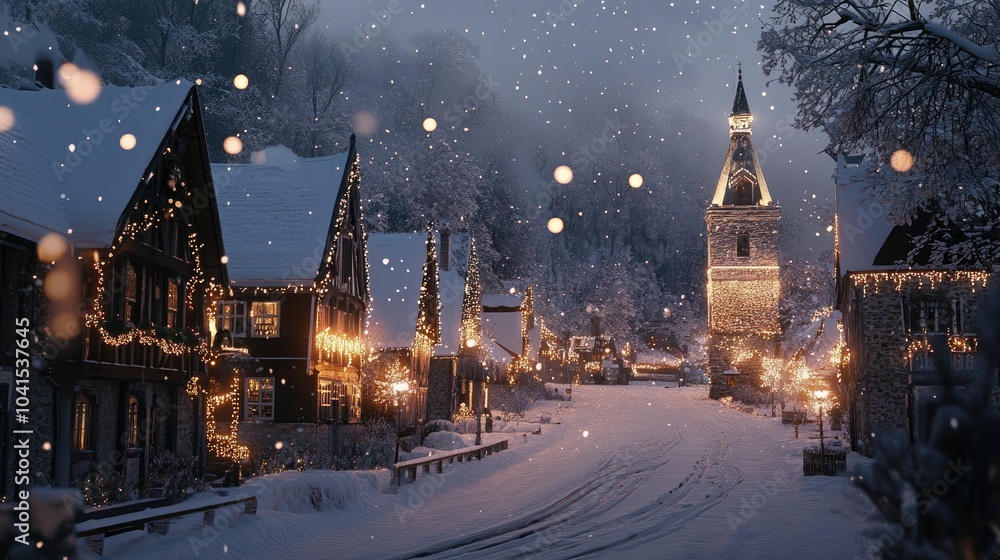 Fototapeta premium Charming historic village during festive winter celebrations