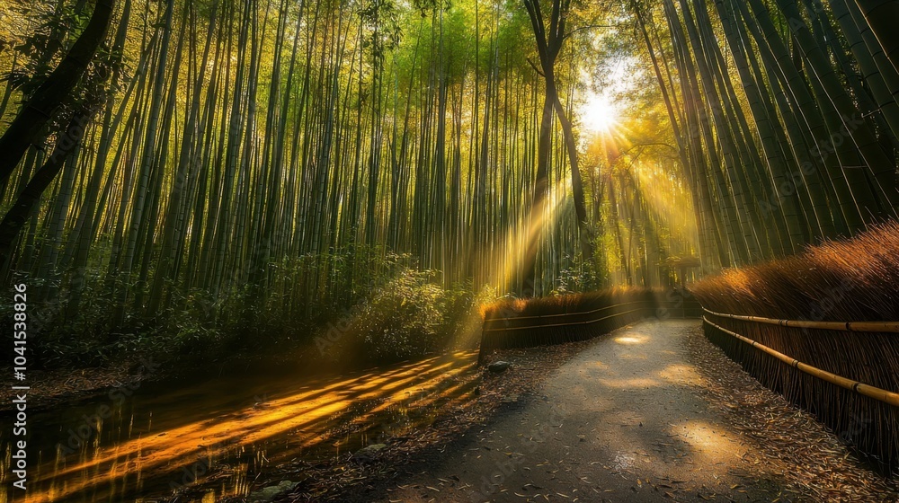 Naklejka premium Bamboo Forest in Morning Light