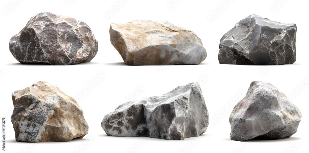 Collection of big rock stones isolated on white background Collection of big rock stones isolated on white background