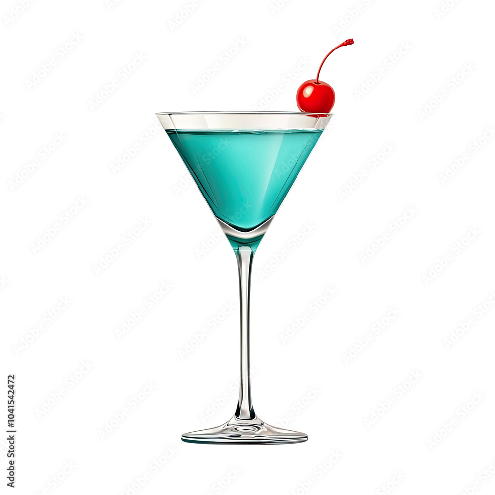Refreshing blue cocktail with cherry garnish Refreshing blue cocktail with cherry garnish