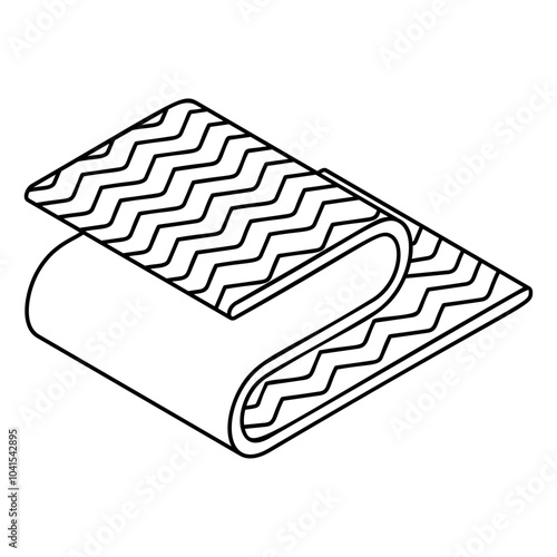 Raw Linen Fabric isometric outline concept, The bolt cloth woven on a loom vector icon, custom tailoring symbol, Made-to-measure clothing sign,Sewist materials stock illustration