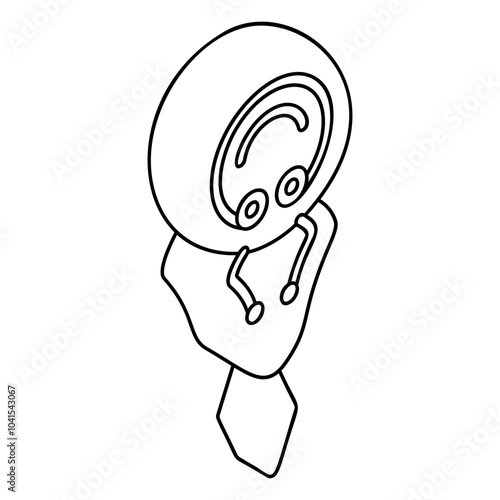 Needle Threader isometric outline concept, thread tiny needles vector icon, custom tailoring symbol, Made-to-measure clothing sign,Sewist materials stock illustration