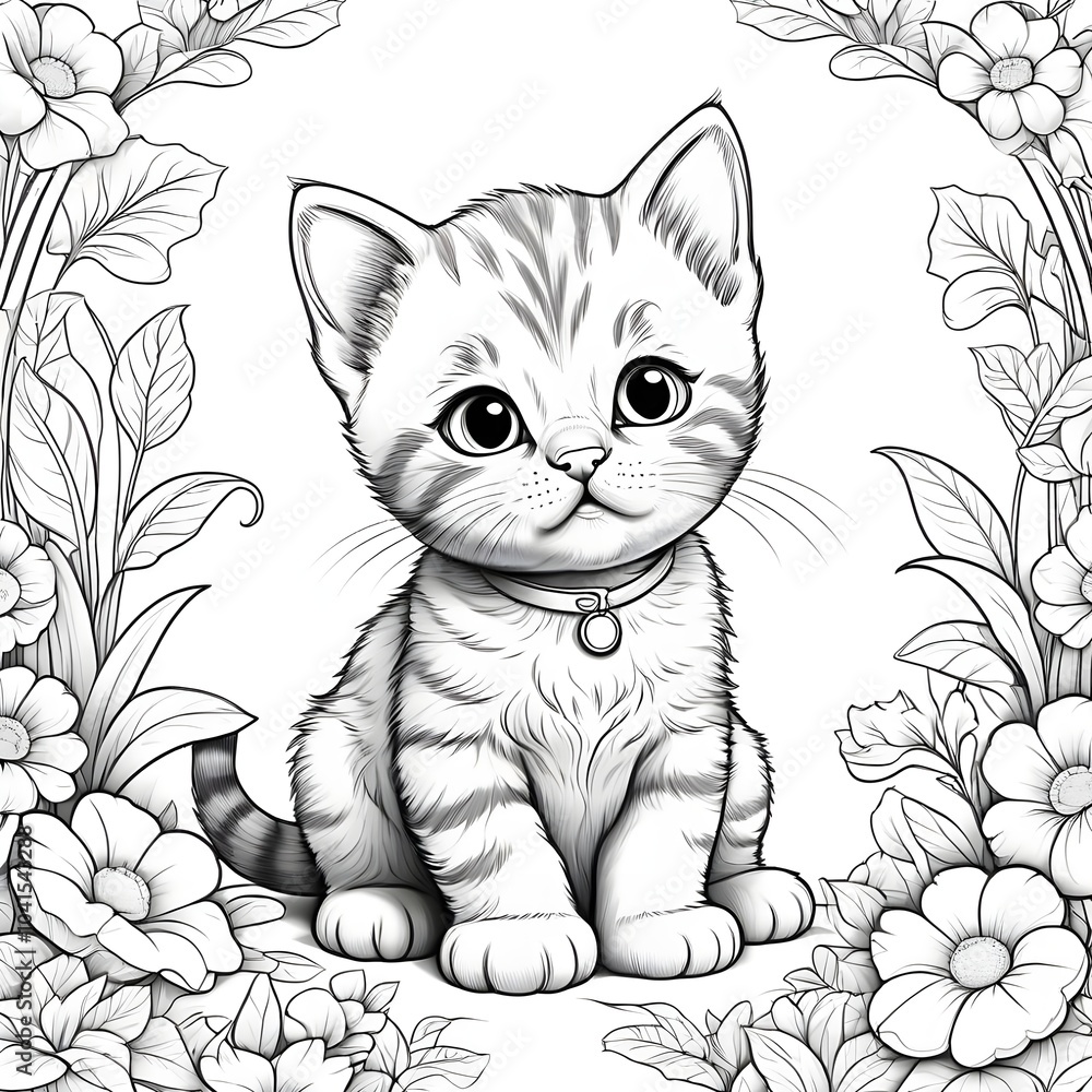 Sweet Kitten Surrounded by Blossoms Sweet Kitten Surrounded by Blossoms