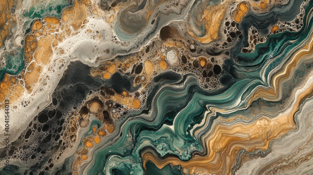 High-resolution photo of original marble ink artwork in earthy brown and forest green tones. Marbling flows over a coarse burlap-textured paper, creating a rustic, organic feel. High-resolution photo of original marble ink artwork in earthy brown and forest green tones. Marbling flows over a coarse burlap-textured paper, creating a rustic, organic feel.