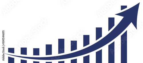 Business growth success graph icons with arrow and bar symbols. Profit growing chart, Rising progress bar sign vector illustration