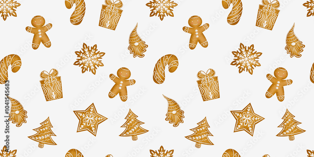 Fototapeta premium Seamless pattern with Christmas gingerbread