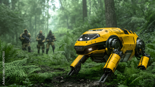 A Robotic Dog in Action During Search and Rescue Operations in a Dense Forest, Displaying Exceptional Agility and Technology