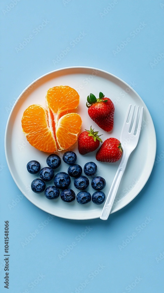 Fresh Fruit Salad on a Plate with a Fork Fresh Fruit Salad on a Plate with a Fork